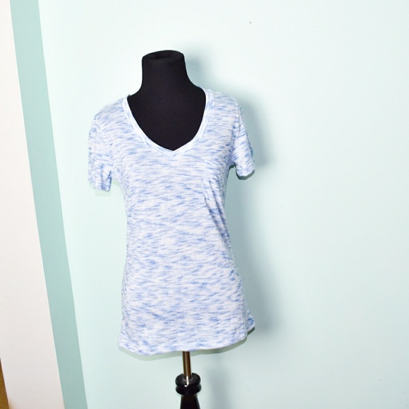 Tops - Beautiful Light Blue and White Streak Blouse